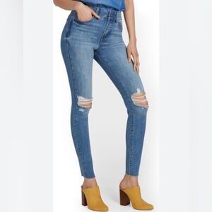 New York & Company Light Blue Ripped Skinny Jeans with elastic waist